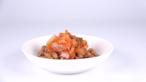 Πικάντικη Kimchi Natto Κλείστε Βίντεο Κλιπ — Αρχείο Βίντεο