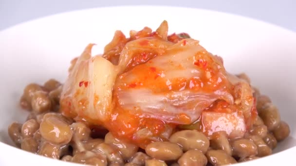 Piccante Kimchi Natto Primo Piano Video Clip — Video Stock