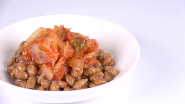 Spicy Kimchi Natto Zamknij Klip Wideo — Wideo stockowe