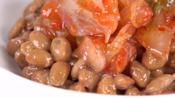 Spicy Kimchi Natto Nærbillede Videoklip – Stock-video
