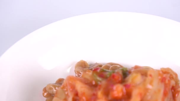 Picante Kimchi Natto Primer Plano Vídeo Clip — Vídeos de Stock