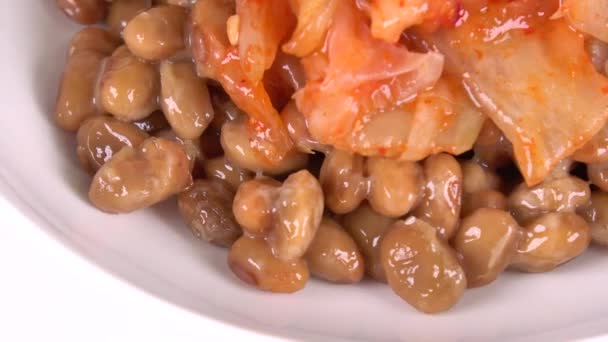 Spicy Kimchi Natto Clip Vidéo Gros Plan — Video