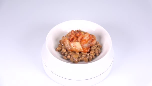 Piccante Kimchi Natto Primo Piano Video Clip — Video Stock