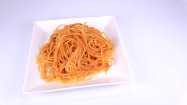 Pasta Krabba Tomat Grädde Kort Videoklipp — Stockvideo
