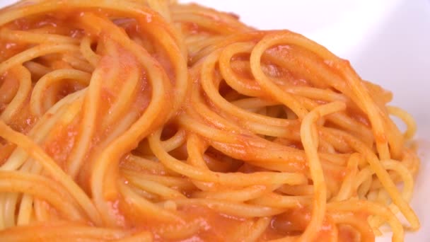 Pasta Krabba Tomat Grädde Kort Videoklipp — Stockvideo