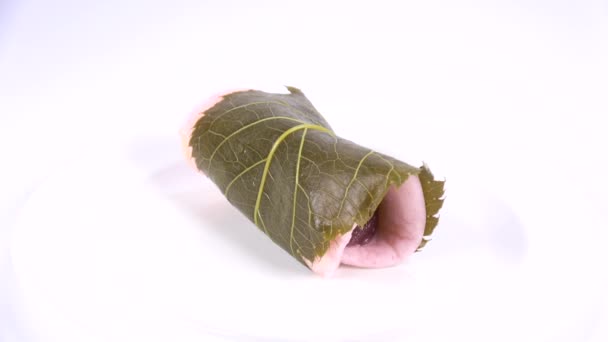 Sakuramochi Chomeiji Japanische Traditionelle Süßigkeiten — Stockvideo