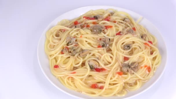 Pasta Vongole Bianco Kurzer Videoclip — Stockvideo