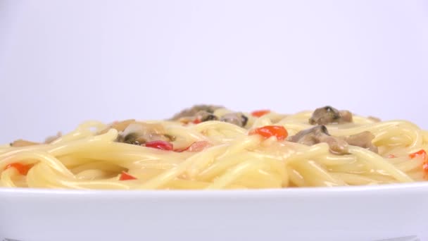 Pasta Vongole Bianco Breve Video Clip — Video Stock