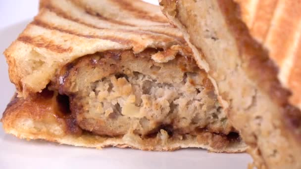 Hot Sandwich Hamburger Bistecca Video Clip — Video Stock