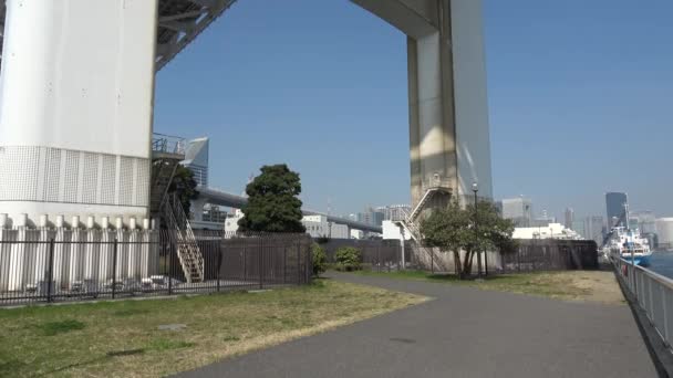Shibaura South Pier Park 2023 Szivárvány Híd — Stock videók