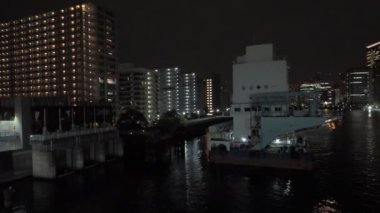 Tsukiji Ohashi Gece Manzarası, Japonya Tokyo Nisan 2023