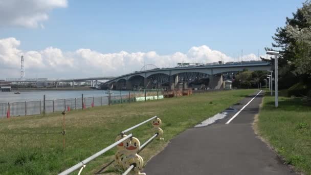 Konstrukcja Bramy Powodziowej Shinsuna 2023 Japonia Tokio — Wideo stockowe