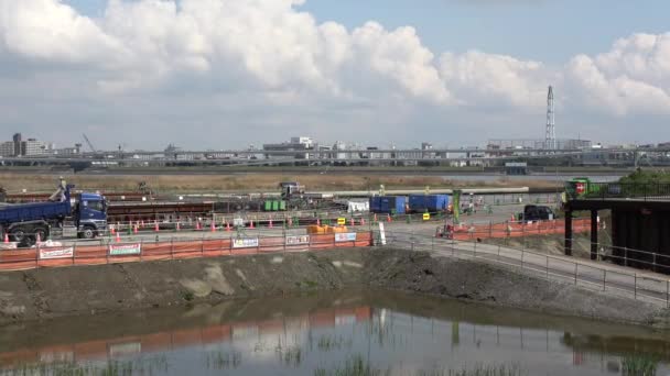 Shinsuna Floodgate Construction 2023 Ιαπωνία Τόκιο — Αρχείο Βίντεο