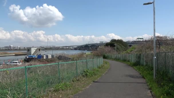 Shinsuna Flodport Konstruktion 2023 Japan Tokyo — Stockvideo