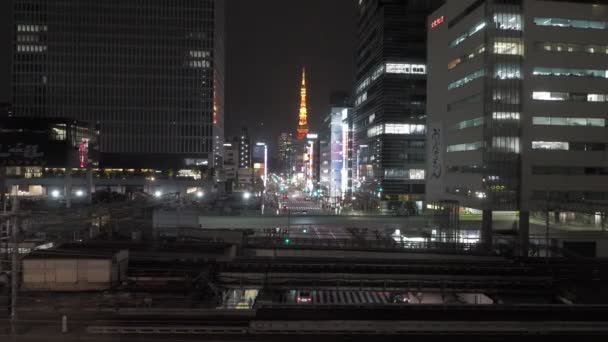 Hamamatsucho Gece Manzarası Tokyo Nisan 2023 — Stok video