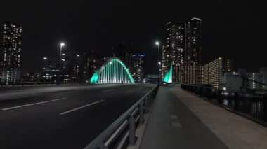 Tsukiji Ohashi Gece Manzarası, Japonya Tokyo Nisan 2023