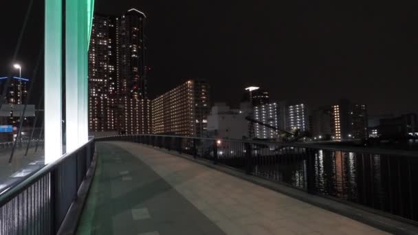 Tsukiji Ohashi Night View Japan Tokyo April 2023 — Stock Video