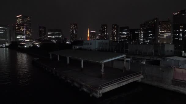 Tsukiji Ohashi Gece Manzarası Japonya Tokyo Nisan 2023 — Stok video