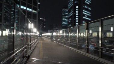 Shiodome Gece Manzarası, Japonya Tokyo Nisan 2023