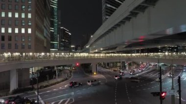 Shiodome Gece Manzarası, Japonya Tokyo Nisan 2023