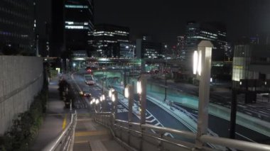 Shiodome Gece Manzarası, Japonya Tokyo Nisan 2023