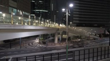 Shiodome Gece Manzarası, Japonya Tokyo Nisan 2023