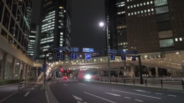Shiodome Gece Manzarası, Japonya Tokyo Nisan 2023