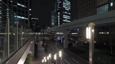 Shiodome Gece Manzarası, Japonya Tokyo Nisan 2023