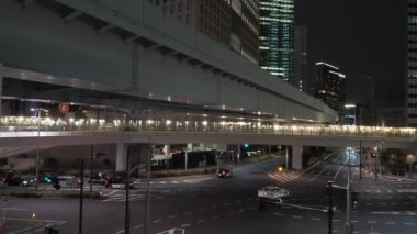 Shiodome Gece Manzarası, Japonya Tokyo Nisan 2023