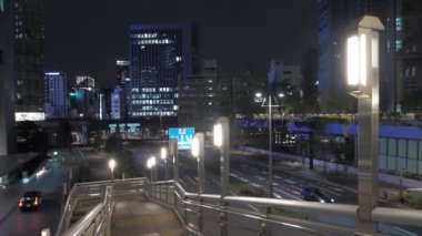 Shiodome Gece Manzarası, Japonya Tokyo Nisan 2023
