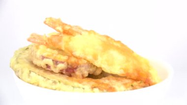 Tempura pirinç kasesi geleneksel Japon yemeği Tendon