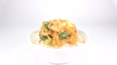 Tempura Kakiage pirinç kasesi Japon geleneksel yemeği Kakiagedon