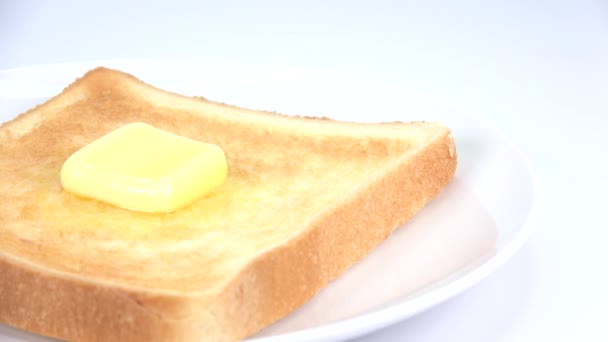 Boter Toast Brood Korte Video Clip — Stockvideo