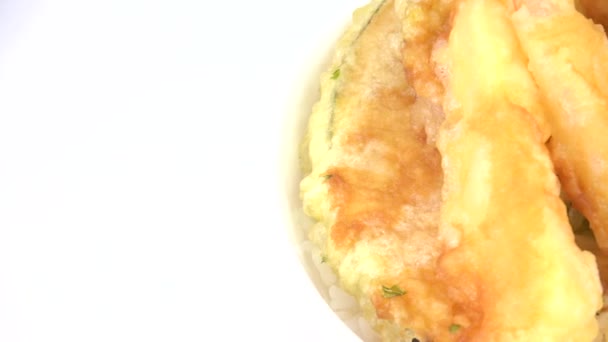 Рисова Чаша Темпура Японська Традиційна Їжа Тендон — стокове відео