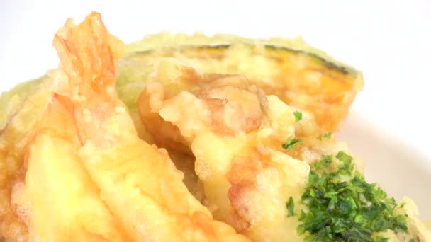 Tempura Μπολ Ρύζι Ιαπωνικά Παραδοσιακά Τρόφιμα Tendon — Αρχείο Βίντεο