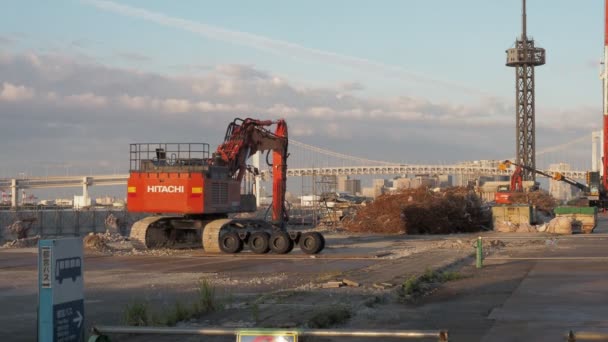 Tóquio Harumi Wharf Demolição Trabalho Junho 2023 — Vídeo de Stock