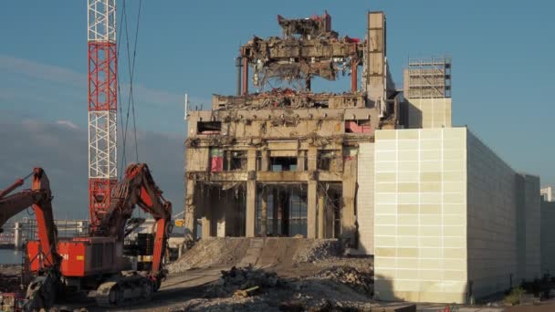 Tokyo Harumi Wharf Demolition Work June 2023 — Stock Video