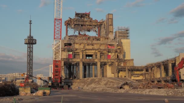 Tokyo Harumi Wharf Demolition Work June 2023 — Stock Video