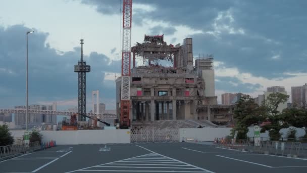 Tokio Harumi Přístaviště Demoliční Práce Červen 2023 — Stock video