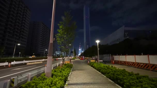 Harumi Bayrağı Nşaat Gecesi Görünümü Japonya Tokyo Ağustos 2023 — Stok video