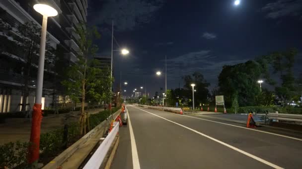 Σημαία Harumi Υπό Κατασκευή Νυχτερινή Θέα Ιαπωνία Τόκιο Αύγουστος 2023 — Αρχείο Βίντεο