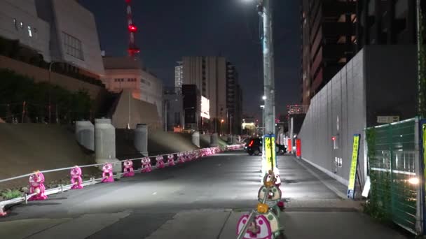 Flaga Harumi Budowie Widok Nocny Japonia Tokio Sierpień 2023 — Wideo stockowe