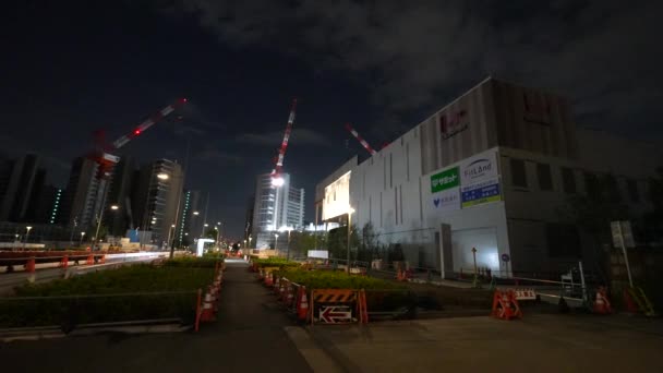 Flaga Harumi Budowie Widok Nocny Japonia Tokio Sierpień 2023 — Wideo stockowe