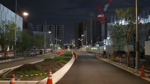 Bandeira Harumi Construção Vista Noturna Japão Tóquio Agosto 2023 — Vídeo de Stock