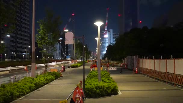 Harumi Zászló Építés Alatt Éjszakai Nézet Japán Tokió 2023 Augusztus — Stock videók