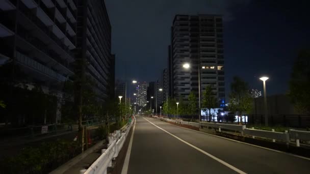 Harumi Flagge Bau Nachtsicht Japan Tokio August 2023 — Stockvideo
