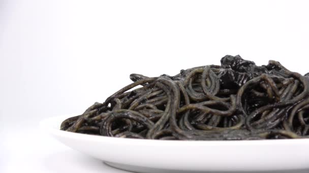 Pasta Squid Ink Spaghetti Kurzer Videoclip — Stockvideo