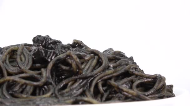 Pasta Squid Ink Spaghetti 短片剪辑 — 图库视频影像