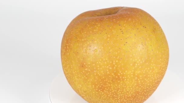 Ιαπωνικά Αχλάδι Φρούτων Κλείστε Βίντεο Τροφίμων — Αρχείο Βίντεο