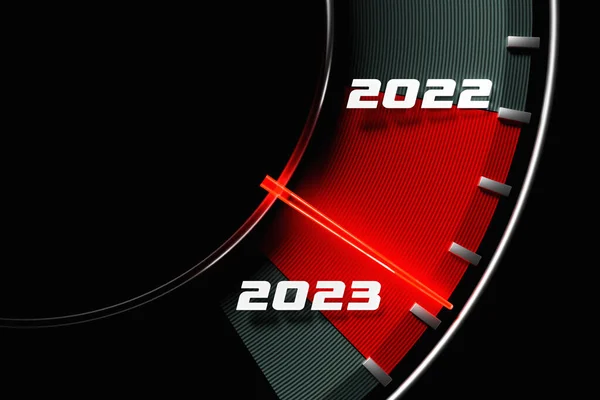 Illustration Close Black Speedometer Cutoffs 2022 2023 Concept New Year — Stok fotoğraf